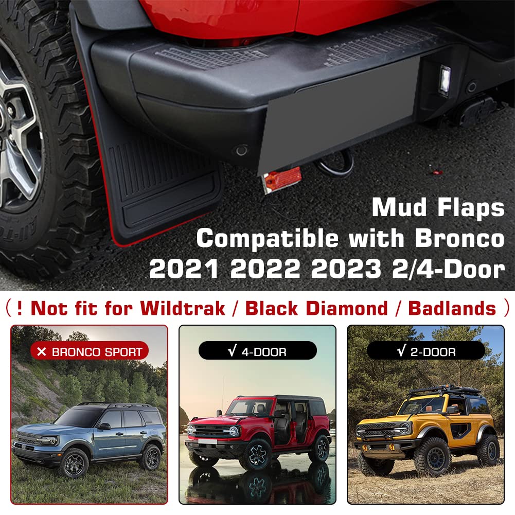 4pcs Mud Flaps Splash Guards for Ford Bronco 2 / 4 Door 2021 2022 2023