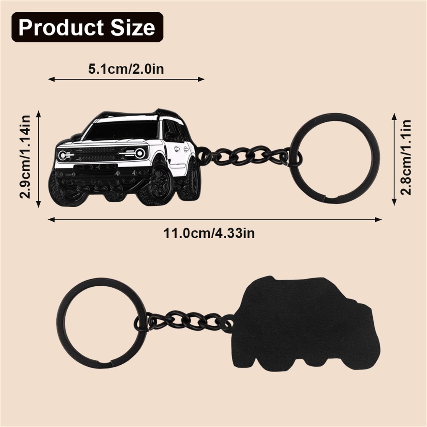 Car Keychain Accessories Metal Key Chain Compatible with Bronco Sport 2021 2022 2023