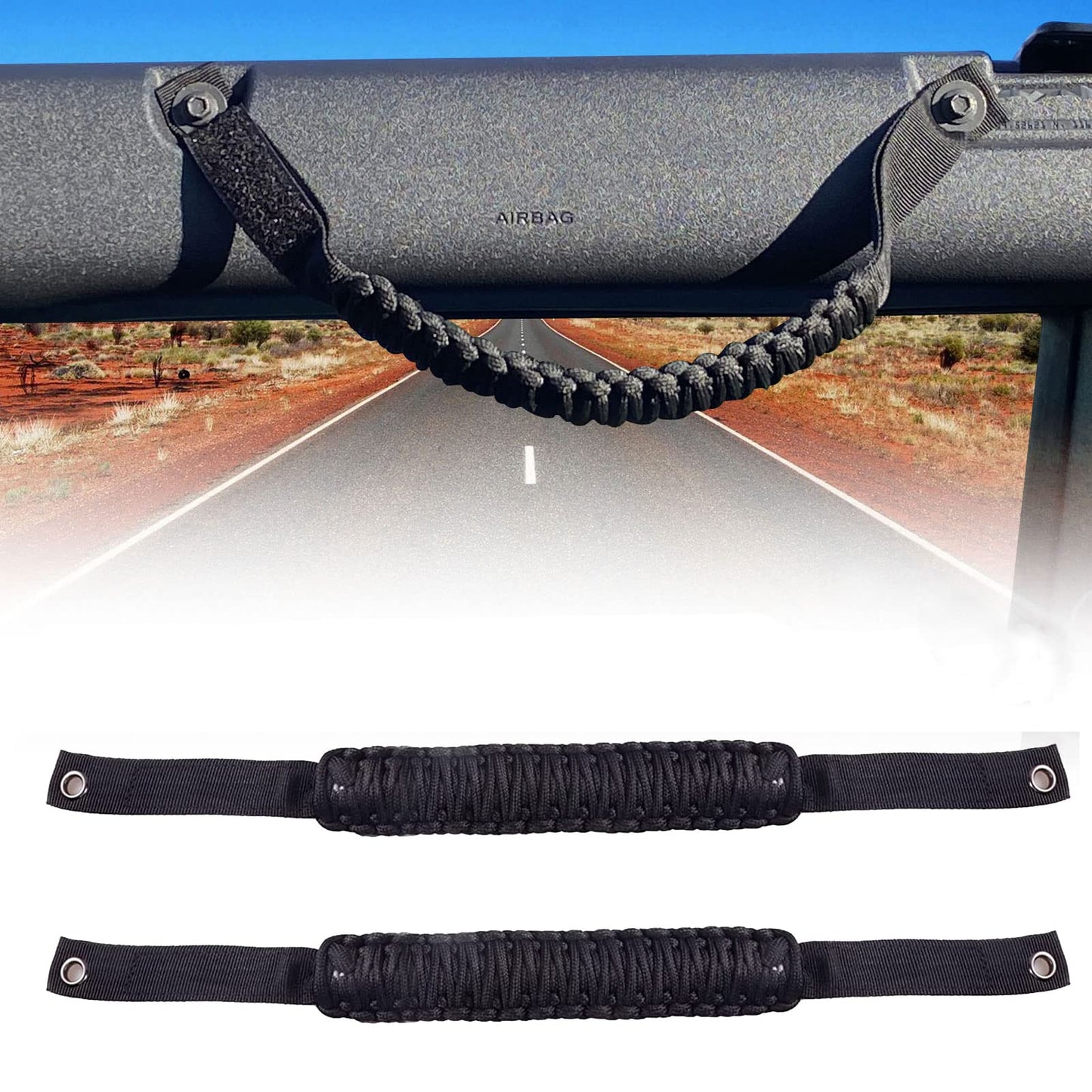 2pcs Paracord Roll Bar Grab Handles for Ford Bronco 2/4 Door 2021 2022 2023