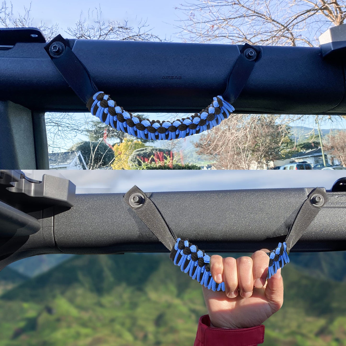 4pcs Paracord Material Roll Bar Grab Handles for Ford Bronco 2/4 Door 2021 2022 2023