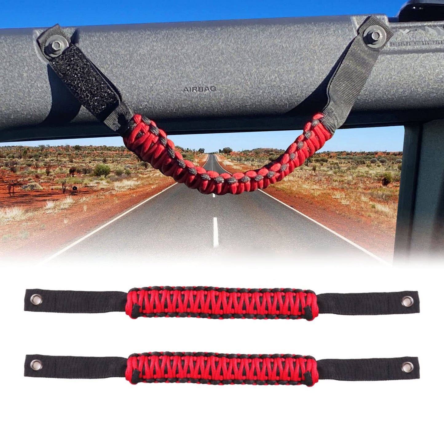 2pcs Paracord Roll Bar Grab Handles for Ford Bronco 2/4 Door 2021 2022 2023
