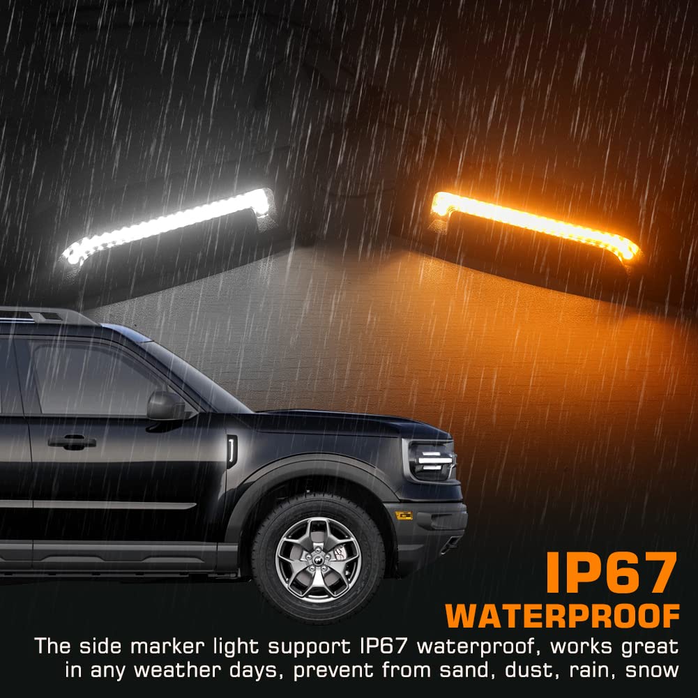 Waterproof White & Amber LED Turn Signal Lights DRL for Ford Bronco 2021 2022