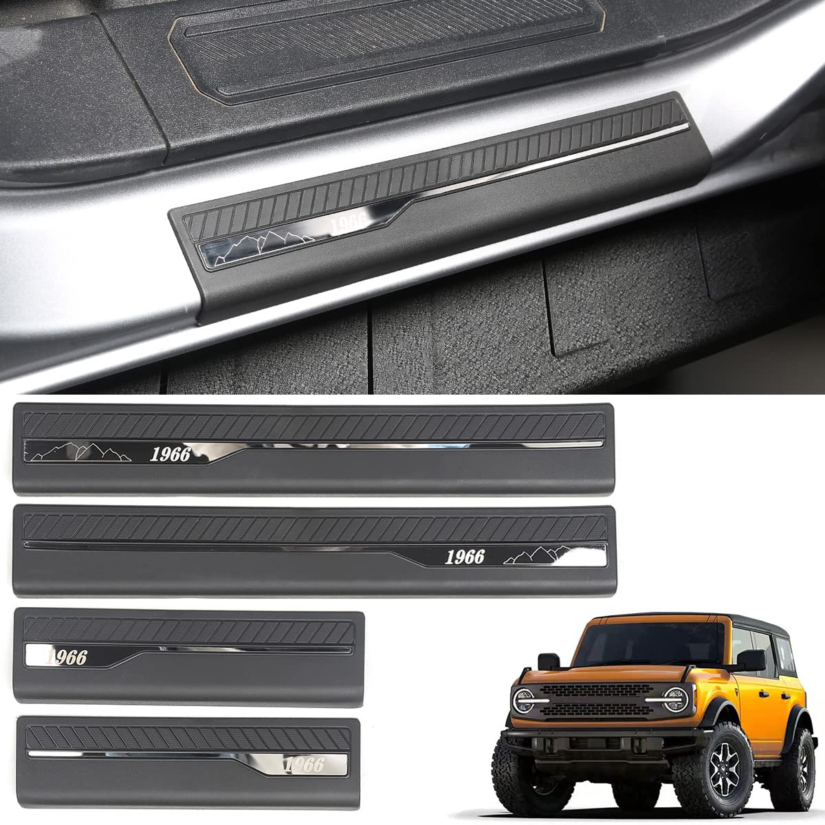 Car Door Sill Protection Threshold Trim ABS Door Sill Cover Protectors for Ford Bronco 4 Door 2021+